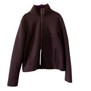 Prana Size L Hadley Jacket Herringbone Quilted Track Jacket Burgundy Full Zip